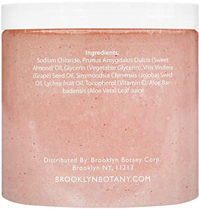 Himalayan Salt Exfoliating Body Scrub 10 oz - All Natural Exfoliates, Moisturizes, With Sweet Almond Oil - Shower and Bath Scrub - Use With Exfoliating Gloves - Great Gifts For Women - Brooklyn Botany