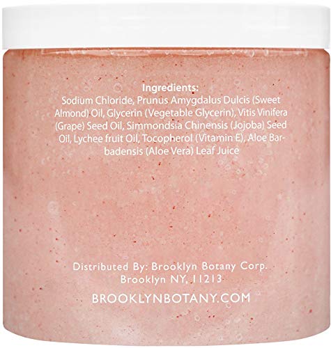 Himalayan Salt Exfoliating Body Scrub 10 oz - All Natural Exfoliates, Moisturizes, With Sweet Almond Oil - Shower and Bath Scrub - Use With Exfoliating Gloves - Great Gifts For Women - Brooklyn Botany