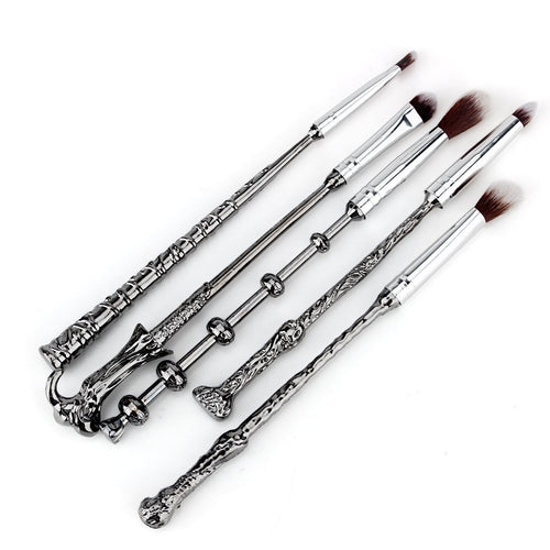 La Sante METAL Wizard Wand Potter Makeup Brushes with Gift Bag for Makeup 5pcs Magic Eye Shadow Eyeliner Blending Pencil Lip Brush Beauty Tools