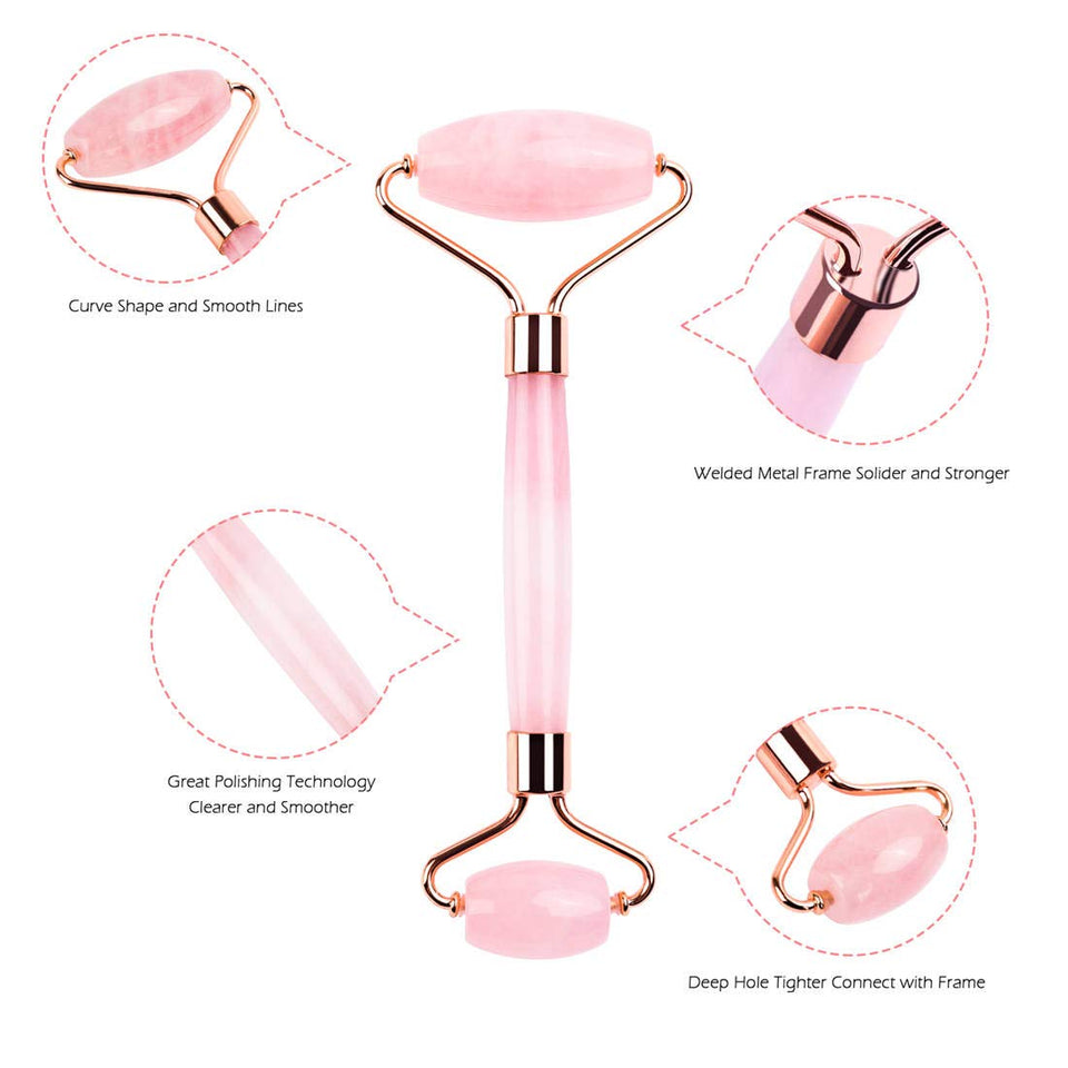 Deciniee Jade Roller and Gua Sha Tools Set - Anti Aging Rose Quartz Roller Massager - 100% Real Natural Jade Roller for Face, Eye, Neck - Beauty Jade Facial Roller for Slimming & Firming