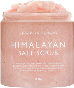 Himalayan Salt Exfoliating Body Scrub 10 oz - All Natural Exfoliates, Moisturizes, With Sweet Almond Oil - Shower and Bath Scrub - Use With Exfoliating Gloves - Great Gifts For Women - Brooklyn Botany