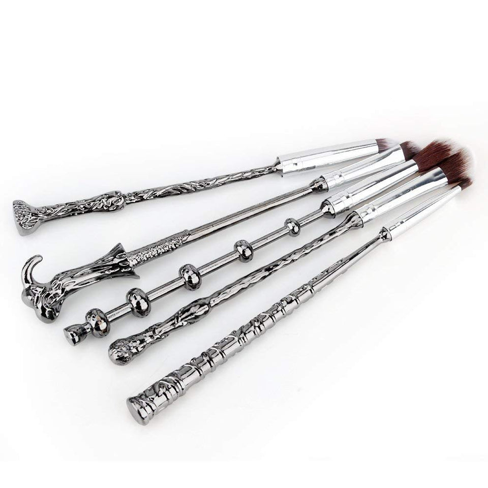 La Sante METAL Wizard Wand Potter Makeup Brushes with Gift Bag for Makeup 5pcs Magic Eye Shadow Eyeliner Blending Pencil Lip Brush Beauty Tools
