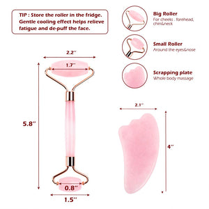 Deciniee Jade Roller and Gua Sha Tools Set - Anti Aging Rose Quartz Roller Massager - 100% Real Natural Jade Roller for Face, Eye, Neck - Beauty Jade Facial Roller for Slimming & Firming