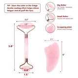 Deciniee Jade Roller and Gua Sha Tools Set - Anti Aging Rose Quartz Roller Massager - 100% Real Natural Jade Roller for Face, Eye, Neck - Beauty Jade Facial Roller for Slimming & Firming