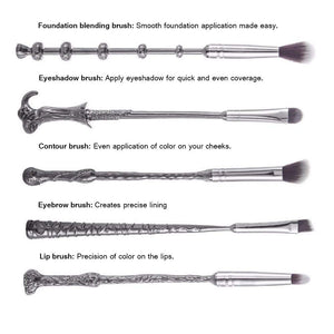 La Sante METAL Wizard Wand Potter Makeup Brushes with Gift Bag for Makeup 5pcs Magic Eye Shadow Eyeliner Blending Pencil Lip Brush Beauty Tools