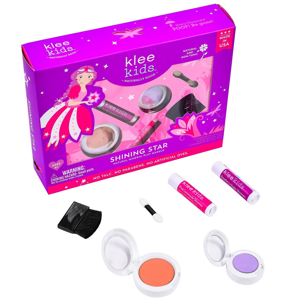 Klee Kids Natural Mineral Makeup 4 Piece Kit with Pressed Powder Compacts (Shining Star)