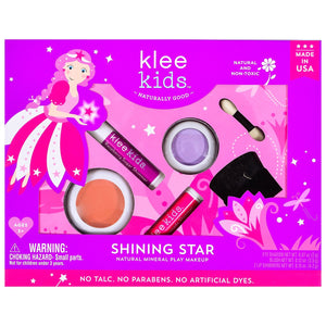 Klee Kids Natural Mineral Makeup 4 Piece Kit with Pressed Powder Compacts (Shining Star)