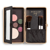 Dollup Case Makeup Organizer - Features Empty Magnetic Palette, Foldaway Vanity Mirror + Accessory Pocket. Perfect travel makeup compact. (Jetset Black).