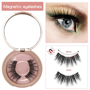 Magnetic eyeliner with 3D magnetic eyelash set | Magnetic Eyeliner With Magnetic Eyelashes | Natural full eye 5 magnet eyelashes false Fake Lashes with Eyelash Tweezers（Rose gold)