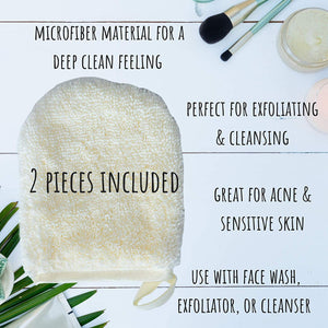 Reusable Makeup Remover Pads and Microfiber Face Cleansing Gloves | 12 Pack with Laundry Bag | 100% Organic Bamboo Cotton | Eco-friendly | Waste Free | Luxury