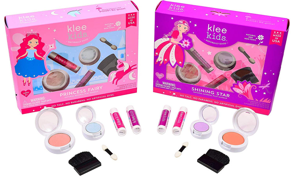 Klee Kids Natural Mineral Makeup 4 Piece Kit with Pressed Powder Compacts (Shining Star)